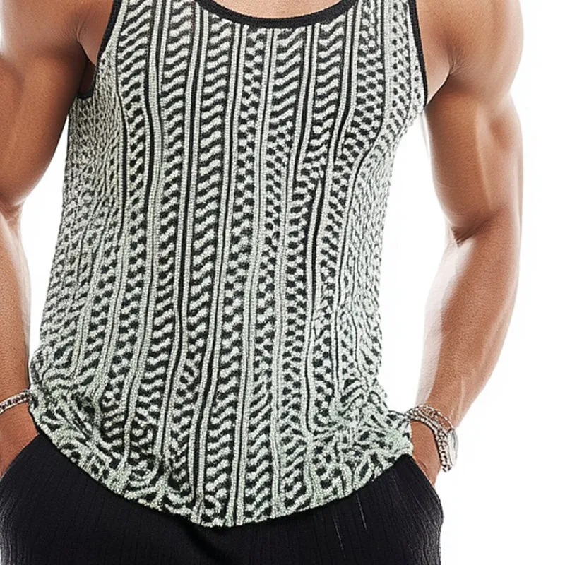 Men's Casual Knitted Jacquard Scoop Neck Tank Top MTA1700C5X sold by Manly product image thumbnail 2