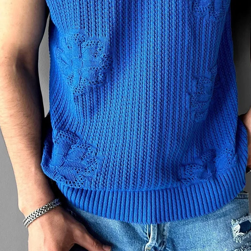 Men's Knitted Jacquard Crew Neck Tank Top MTA1787C1X sold by Manly product image thumbnail 3