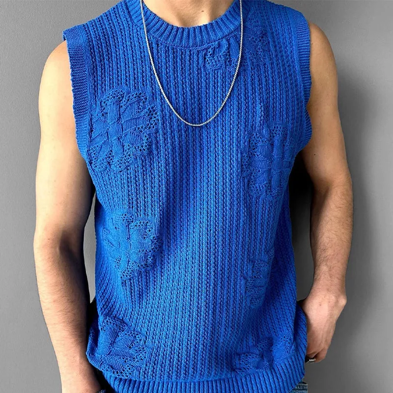 Men's Knitted Jacquard Crew Neck Tank Top MTA1787C1X sold by Manly product image thumbnail 2