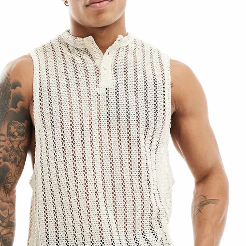 Men's Beach Knit Pullover Sleeveless Tank Top MTA1715C6X sold by Manly product image thumbnail 2