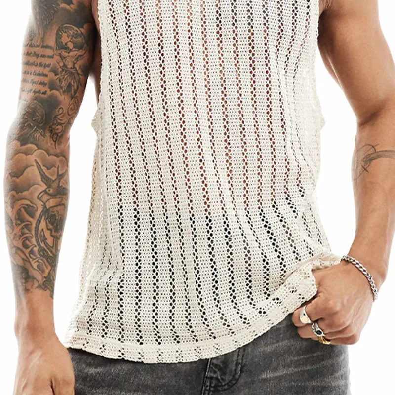 Men's Beach Knit Pullover Sleeveless Tank Top MTA1715C6X sold by Manly product image thumbnail 3
