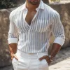 Men's Casual Striped Lapel Patch Pocket Slim Fit Long Sleeve Shirt MTA1353C0M sold by Manly