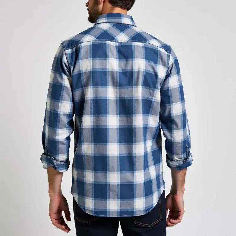 Men's Casual Cotton Plaid Lapel Chest Pocket Slim Fit Long Sleeve Shirt MTA1306C0M sold by Manly product image thumbnail 3