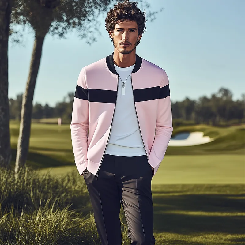 Men's Classic Casual Contrast Color Stitching Air Layer Fabric Jacket MTA1802C8K sold by Manly product image thumbnail 3