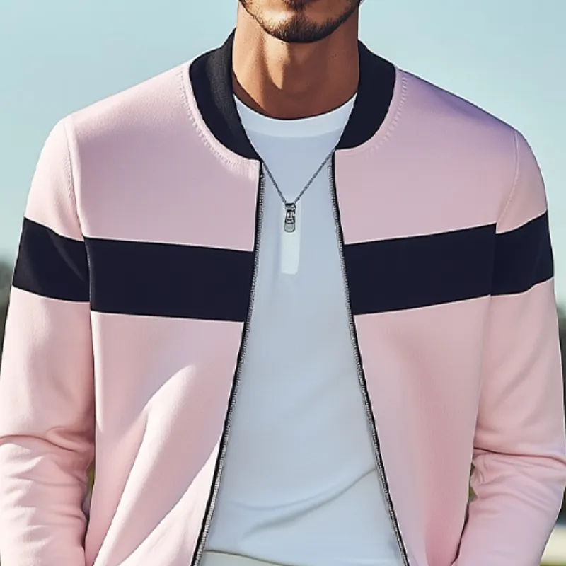 Men's Classic Casual Contrast Color Stitching Air Layer Fabric Jacket MTA1802C8K sold by Manly product image thumbnail 4