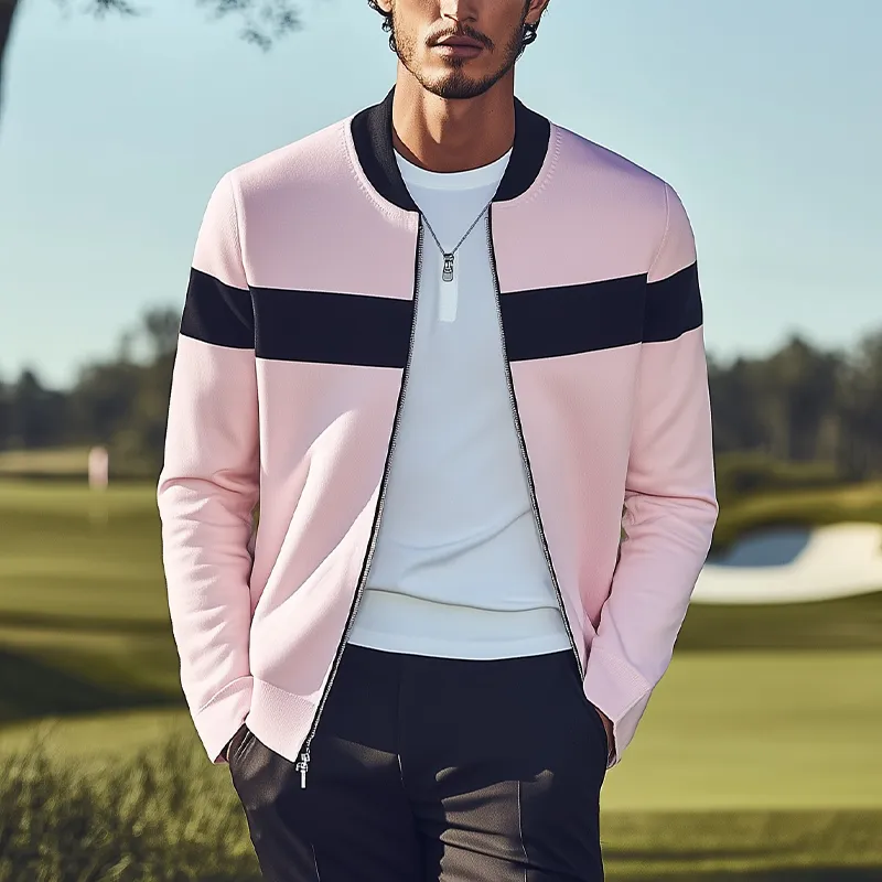 Men's Classic Casual Contrast Color Stitching Air Layer Fabric Jacket MTA1802C8K sold by Manly product image thumbnail 2