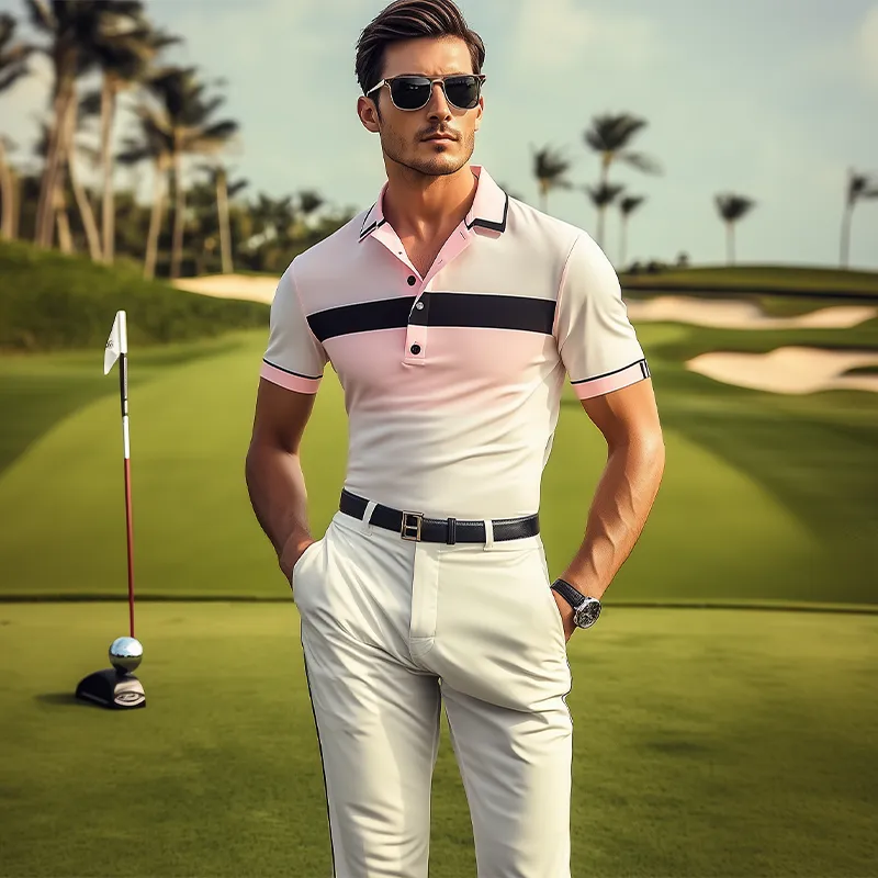 Men's Classic Casual Contrast Print Gradient Golf Short Sleeve Polo Shirt MTA1818C6K sold by Manly product image thumbnail 3