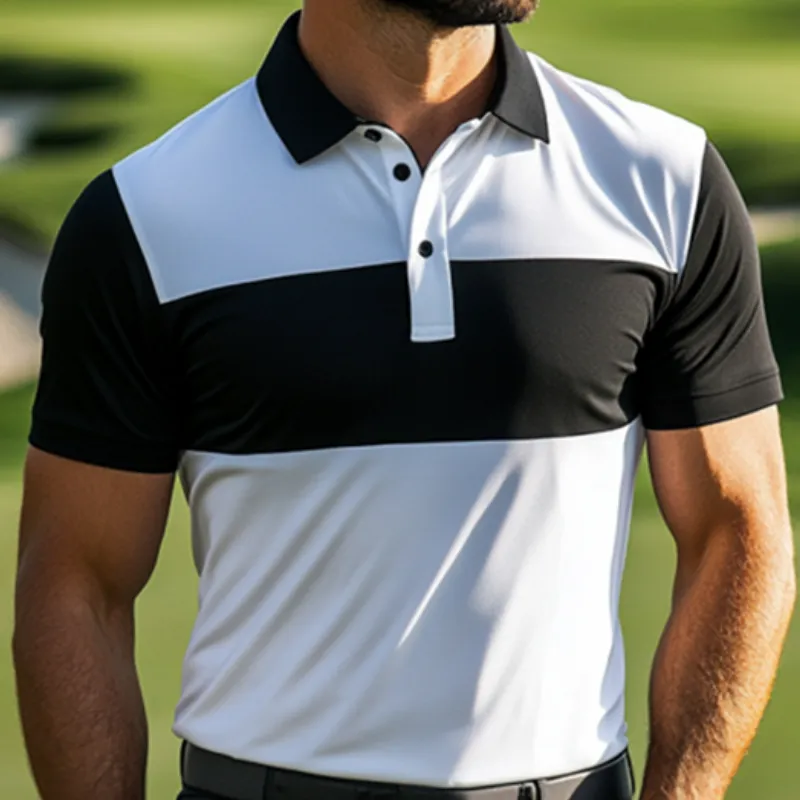 Men's Classic Casual Black and White Mercerized Cotton Golf Polo Shirt MTA1843C9K sold by Manly product image thumbnail 3