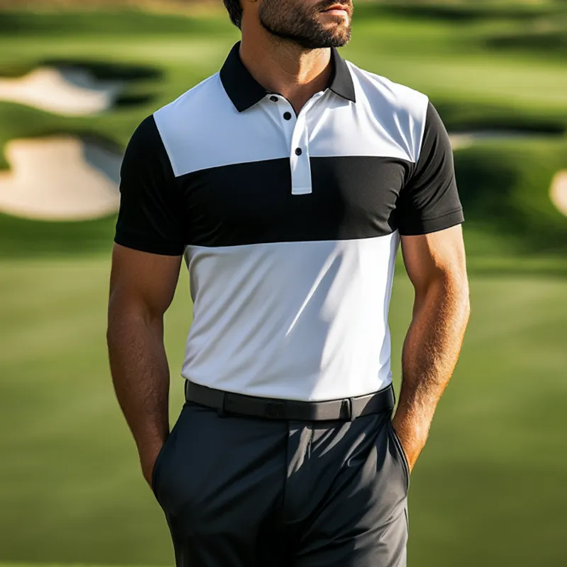 Men's Classic Casual Black and White Mercerized Cotton Golf Polo Shirt MTA1843C9K sold by Manly product image thumbnail 2