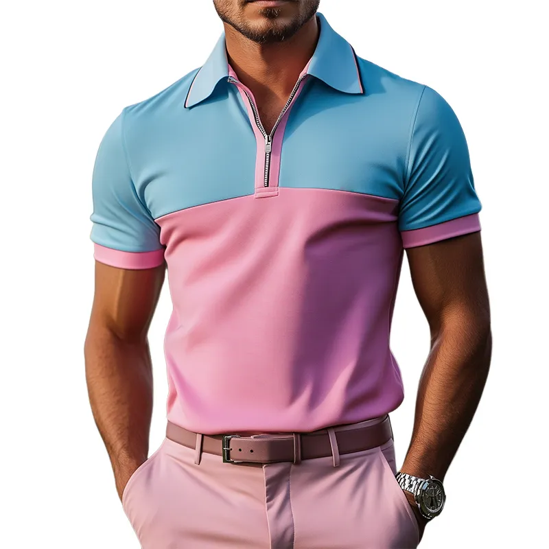 Men's Classic Casual Contrast Color Stitching Golf Short Sleeve POLO Shirt MTA1808C7K sold by Manly