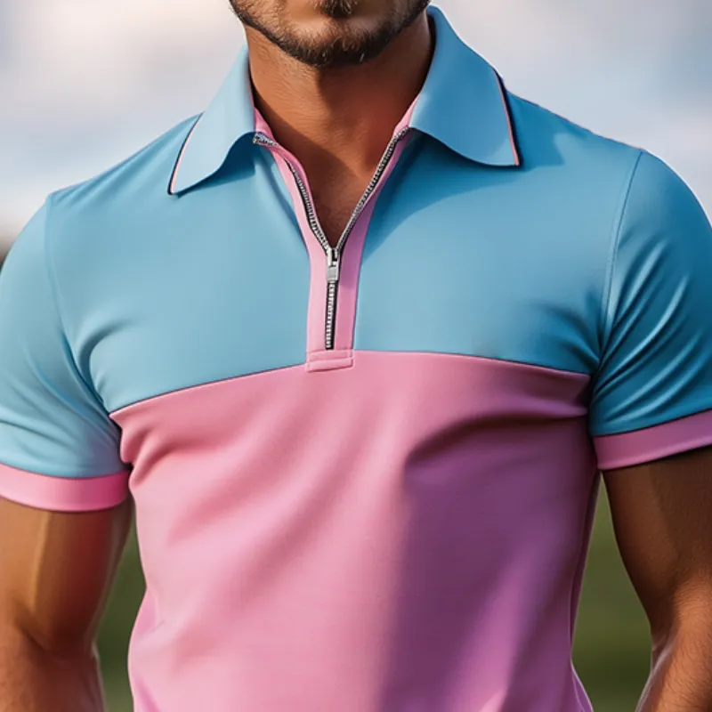 Men's Classic Casual Contrast Color Stitching Golf Short Sleeve POLO Shirt MTA1808C7K sold by Manly product image thumbnail 3