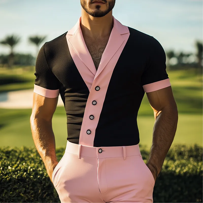 Men's Spring and Summer Fashion Slim Fit Mercerized Cotton Deep V Neck Shirt MTA1837C8K sold by Manly product image thumbnail 2