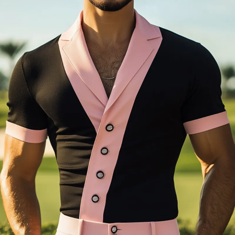 Men's Spring and Summer Fashion Slim Fit Mercerized Cotton Deep V Neck Shirt MTA1837C8K sold by Manly product image thumbnail 3