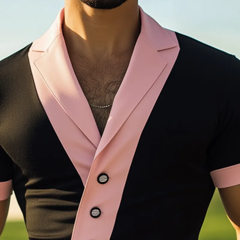 Men's Spring and Summer Fashion Slim Fit Mercerized Cotton Deep V Neck Shirt MTA1837C8K sold by Manly product image thumbnail 4