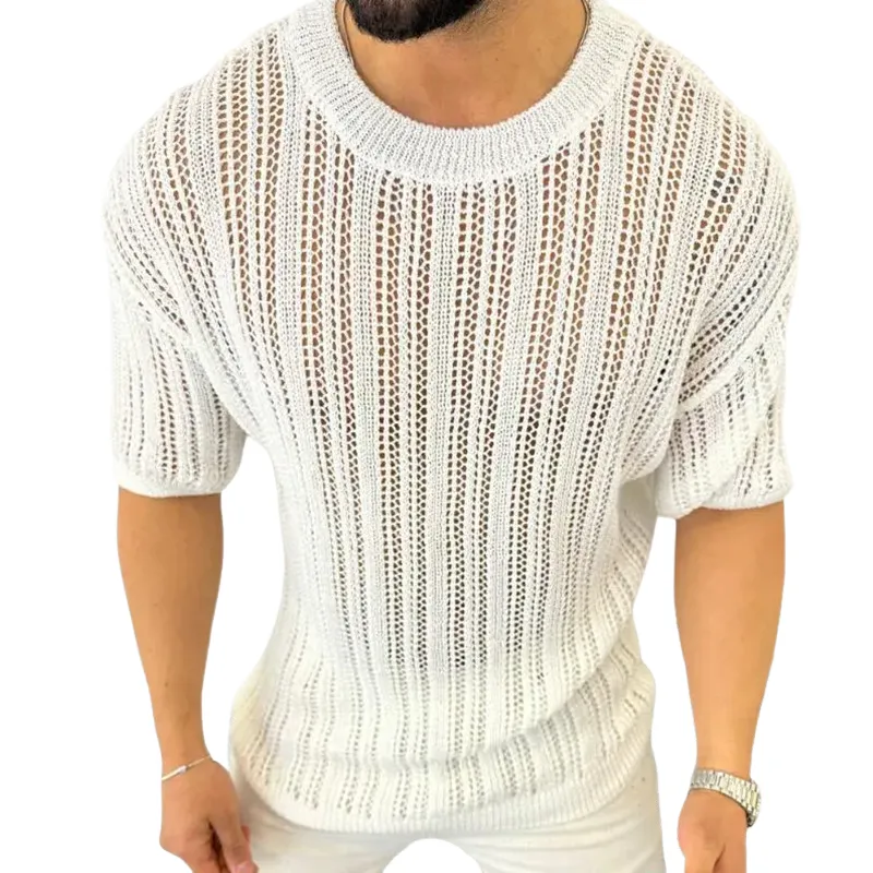 Men's Fashion Casual Round Neck Short Sleeve Knitted T-shirt MTA1729C7K sold by Manly