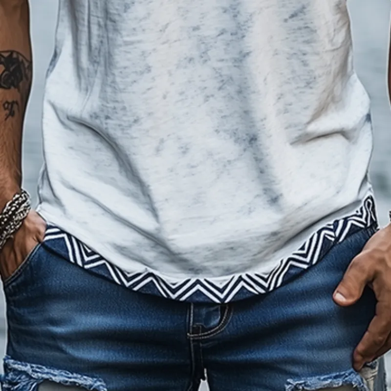 Men's Classic Casual V-Neck Printed Cotton Short Sleeve T-Shirt MTA1746C0K sold by Manly product image thumbnail 5