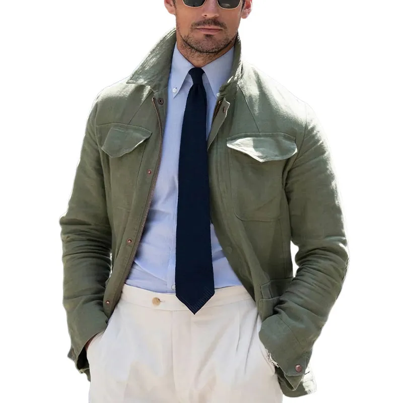 Men's Spring and Autumn Army Green Cotton Work Jacket MTA1807C5U sold by Manly