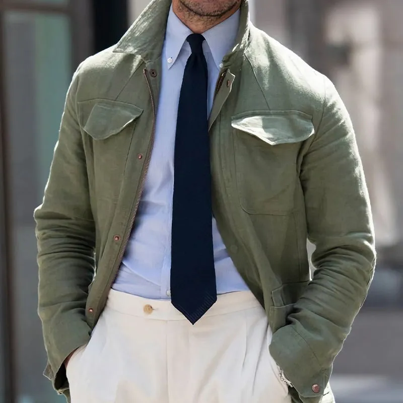 Men's Spring and Autumn Army Green Cotton Work Jacket MTA1807C5U sold by Manly product image thumbnail 2