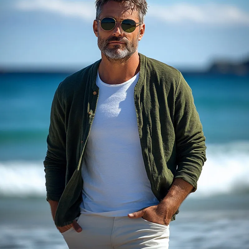 Men's Spring and Autumn Casual Army Green Corduroy Shirt MTA1850C1U sold by Manly product image thumbnail 2