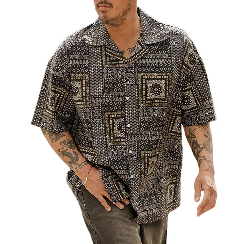 Men's Summer Casual Loose Printed Short Sleeve Shirt MTA1869C0U sold by Manly