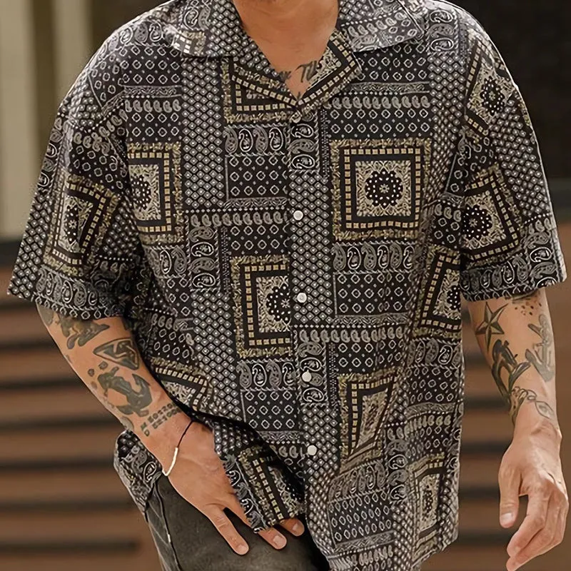 Men's Summer Casual Loose Printed Short Sleeve Shirt MTA1869C0U sold by Manly product image thumbnail 3