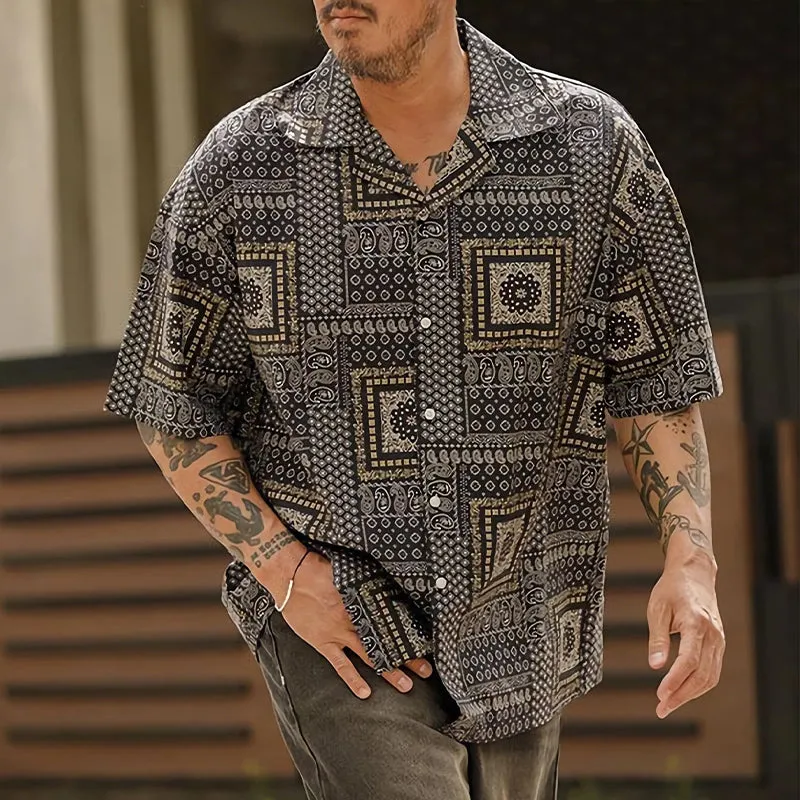 Men's Summer Casual Loose Printed Short Sleeve Shirt MTA1869C0U sold by Manly product image thumbnail 2