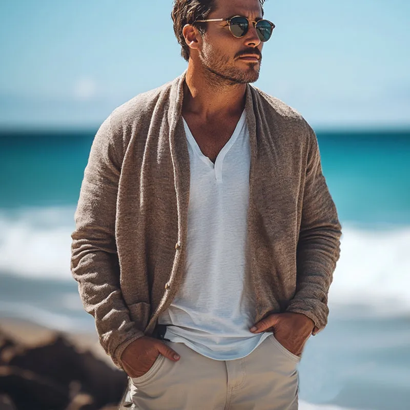 Men's Spring and Autumn Khaki Casual Knitted Cardigan MTA1867C1U sold by Manly product image thumbnail 2