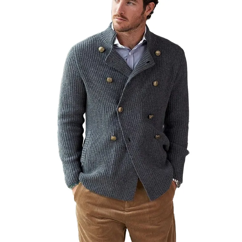 Men's Spring and Autumn Dark Grey Double-Breasted Casual Knitted Cardigan MTA1894C2U sold by Manly product image thumbnail 3