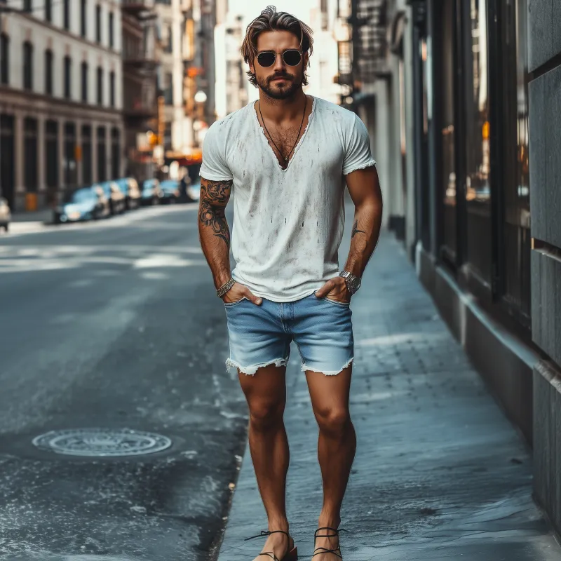 Men's Classic Fashion Casual Denim Washed Shorts MTA1770C8K sold by Manly product image thumbnail 3