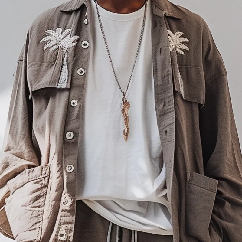 Men's Embroidered Long Sleeve Casual Shirt MTA1801C0P sold by Manly product image thumbnail 3