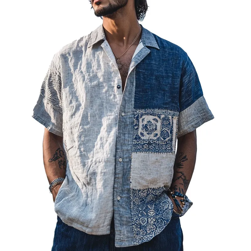 Men's Casual Bohemian Printed Short Sleeve Shirt MTA1828C2P sold by Manly