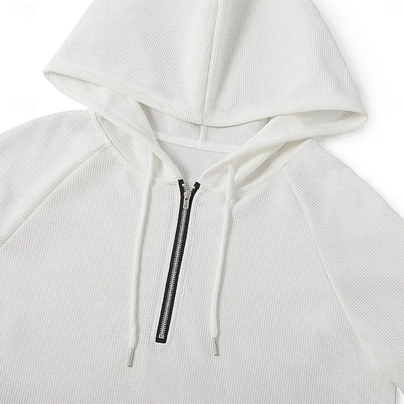 Men's Solid Color Waffle Hooded Long Sleeve T-shirt MTA1400C9Z sold by Manly product image thumbnail 4