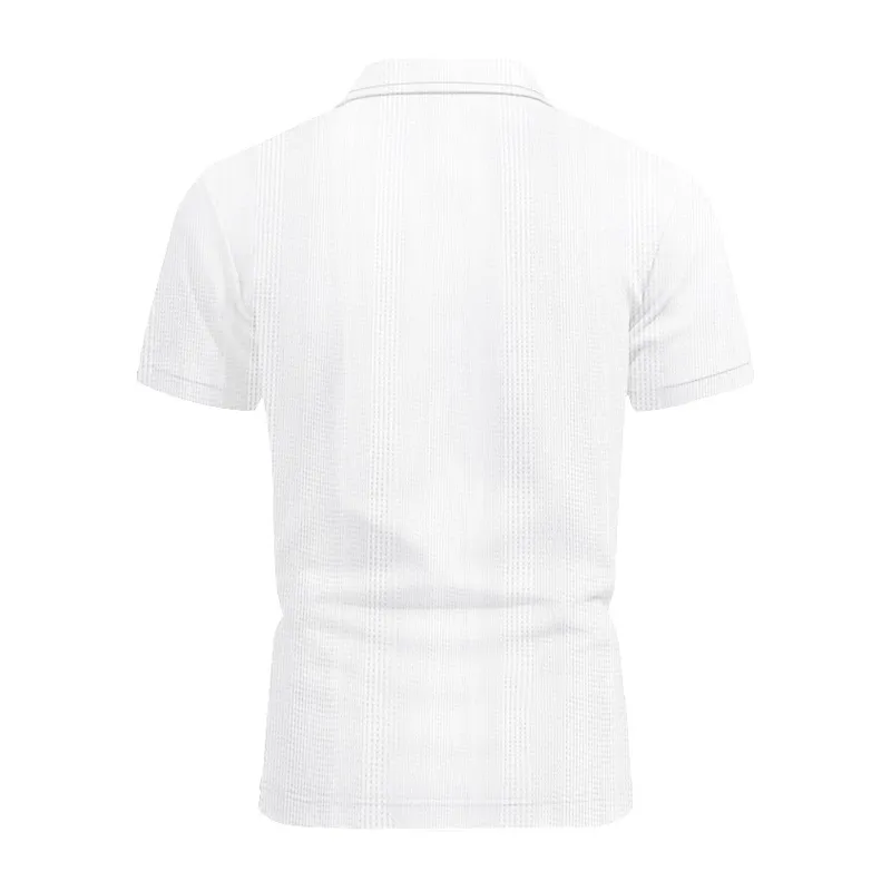 Men's Solid Striped Lapel Short Sleeve Polo Shirt MTA1427C5Z sold by Manly product image thumbnail 5