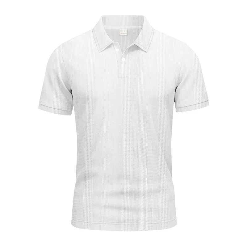 Men's Solid Striped Lapel Short Sleeve Polo Shirt MTA1427C5Z sold by Manly product image thumbnail 4