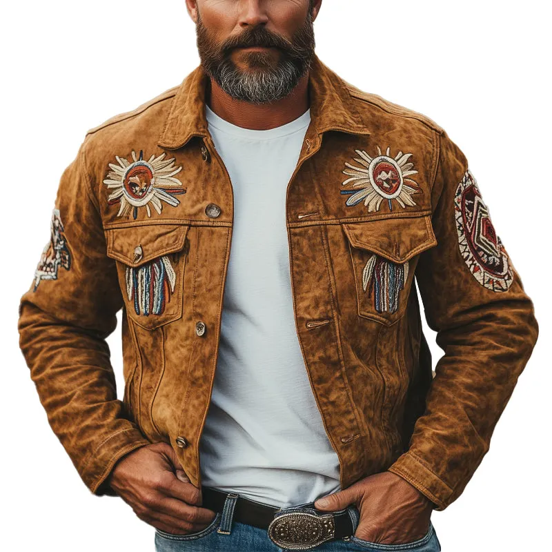 Men's Vintage Embroidered Suede Light Jacket MTA1780C7X sold by Manly