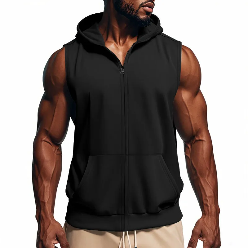 Men's Solid Hooded Sleeveless Zip-Up Jacket MTA1717C4X sold by Manly product image thumbnail 3