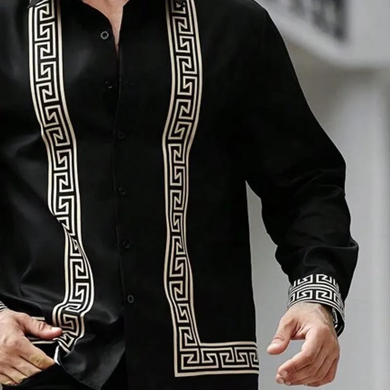 Men's Printed Lapel Long Sleeve Shirt MTA1784C2X sold by Manly product image thumbnail 2