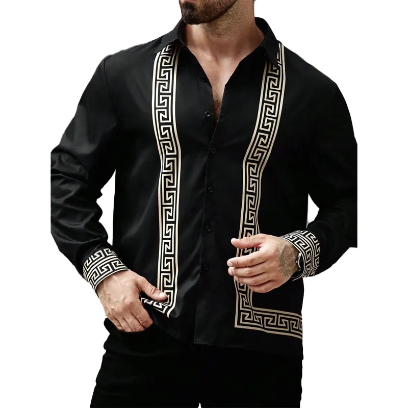 Men's Printed Lapel Long Sleeve Shirt MTA1784C2X sold by Manly product image thumbnail 3