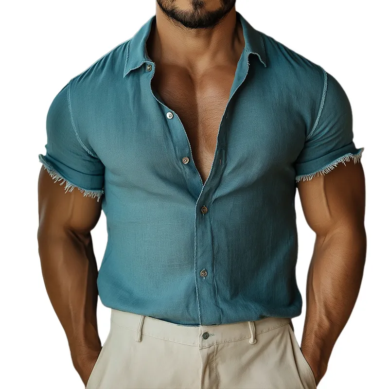Men's Retro Casual Ripped Lapel Short Sleeve Shirt MTA1771C8TO sold by Manly