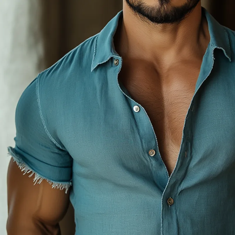 Men's Retro Casual Ripped Lapel Short Sleeve Shirt MTA1771C8TO sold by Manly product image thumbnail 3