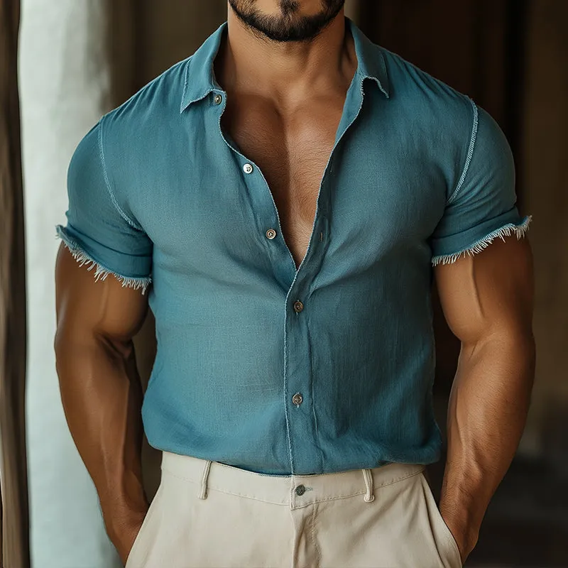 Men's Retro Casual Ripped Lapel Short Sleeve Shirt MTA1771C8TO sold by Manly product image thumbnail 2