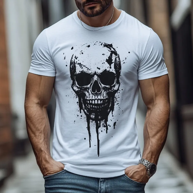 Men's Retro Casual Skull Print Round Neck Short Sleeve T-Shirt MTA1761C8TO sold by Manly product image thumbnail 2