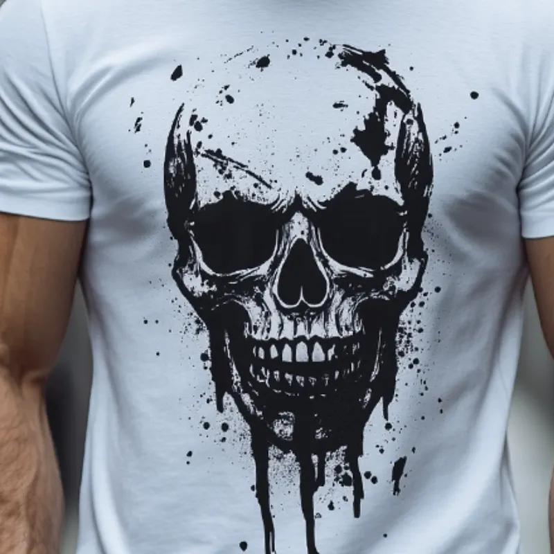 Men's Retro Casual Skull Print Round Neck Short Sleeve T-Shirt MTA1761C8TO sold by Manly product image thumbnail 3