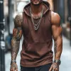 Men's Retro Casual Solid Color Sports Hooded Tank Top MTA1719C3TO sold by Manly