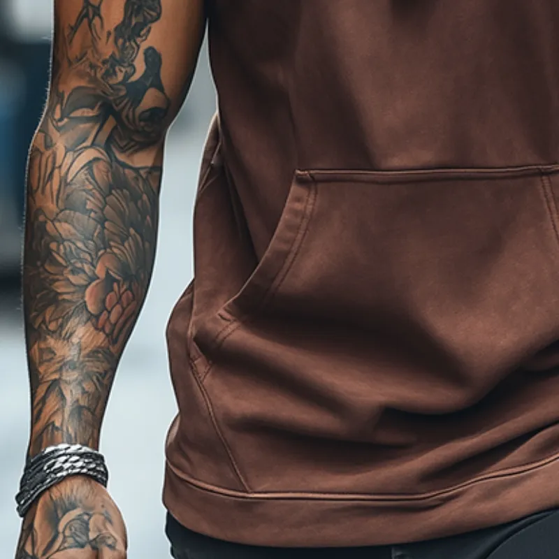 Men's Retro Casual Solid Color Sports Hooded Tank Top MTA1719C3TO sold by Manly product image thumbnail 3