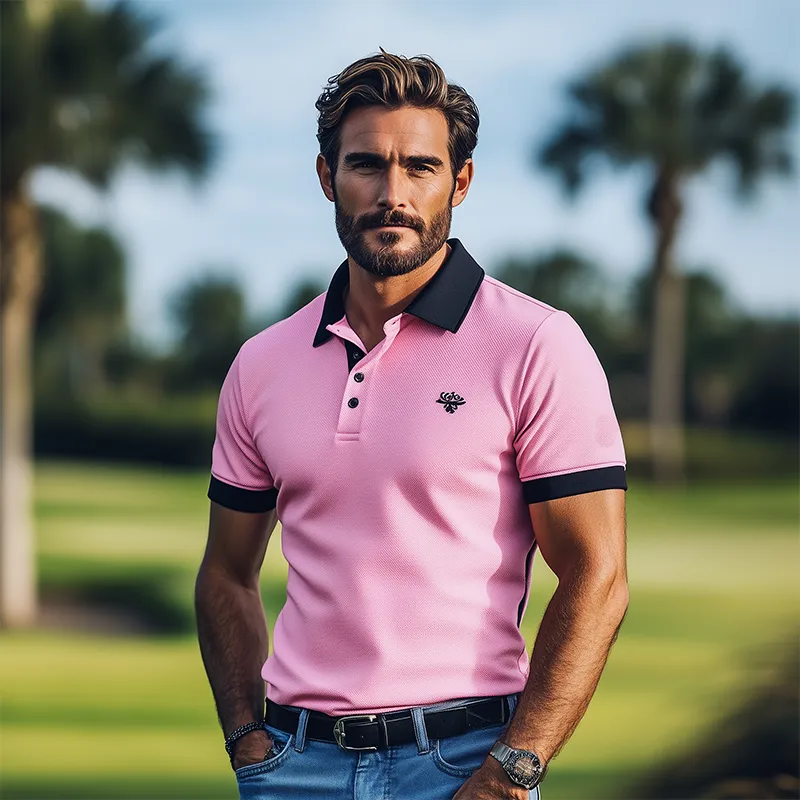 Men's Classic Business Casual Mercerized Cotton Embroidered POLO Shirt MTA1711C0K sold by Manly product image thumbnail 3