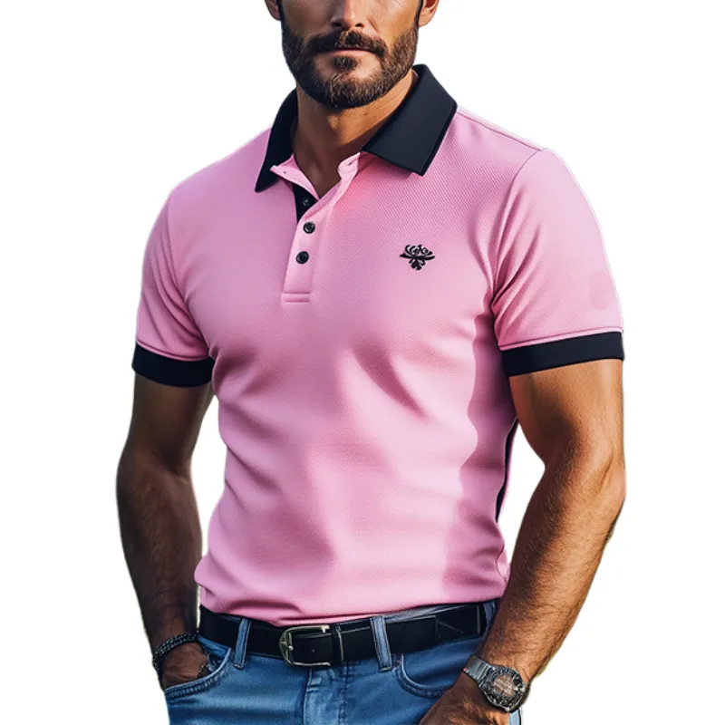 Men's Classic Business Casual Mercerized Cotton Embroidered POLO Shirt MTA1711C0K sold by Manly