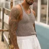 Men's Solid Knit Round Neck Sleeveless Tank Top MTA1833C2Z sold by Manly