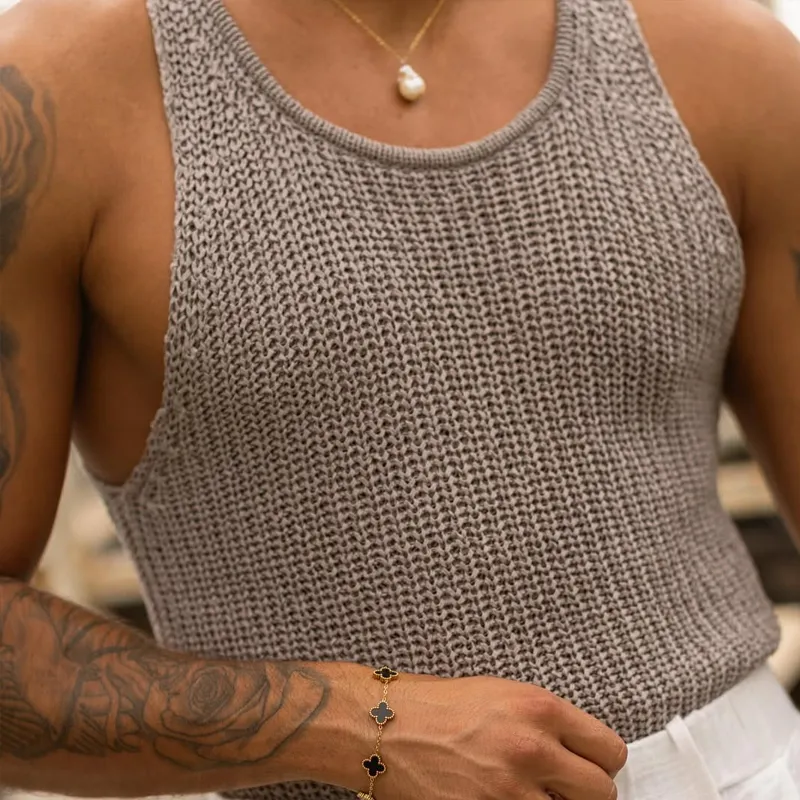 Men's Solid Knit Round Neck Sleeveless Tank Top MTA1833C2Z sold by Manly product image thumbnail 4