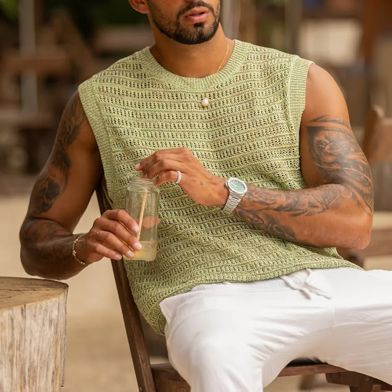 Men's Solid Knit Round Neck Sleeveless Tank Top MTA1897C0Z sold by Manly product image thumbnail 4